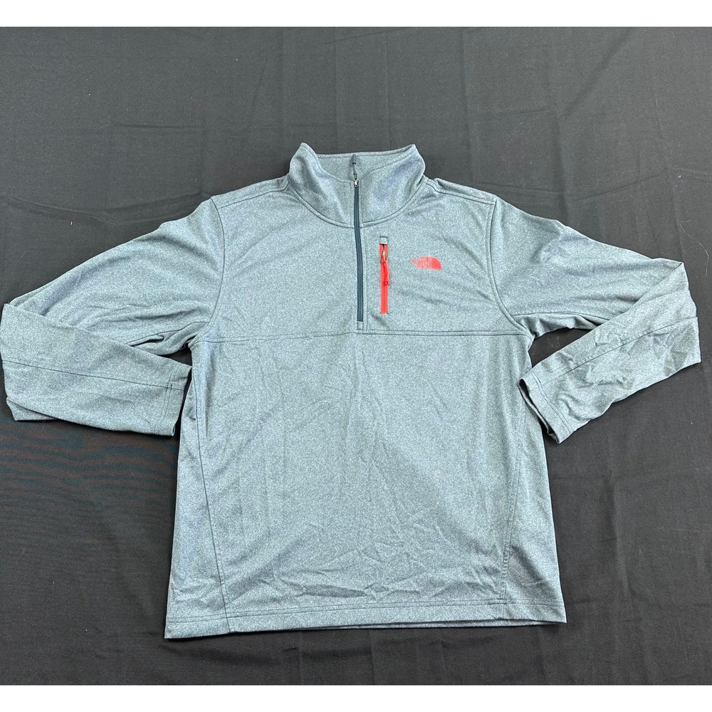 The North Face Mens Canyonlands 1/4 Zip Pullover Grey Red Fleece Medium M
